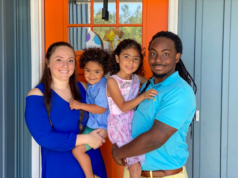 Devonte Patterson with his wife and children